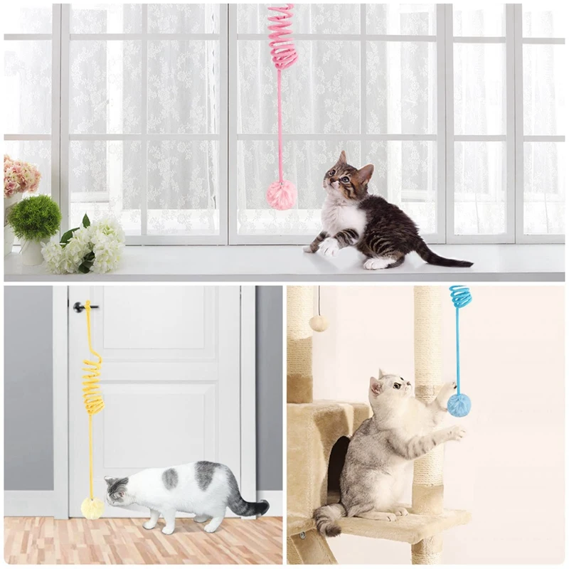 

Cats Spring Toys Interactive Cats Toys Self-Play Hanging Stretchable Cats Spring With Bell, 3 Pack