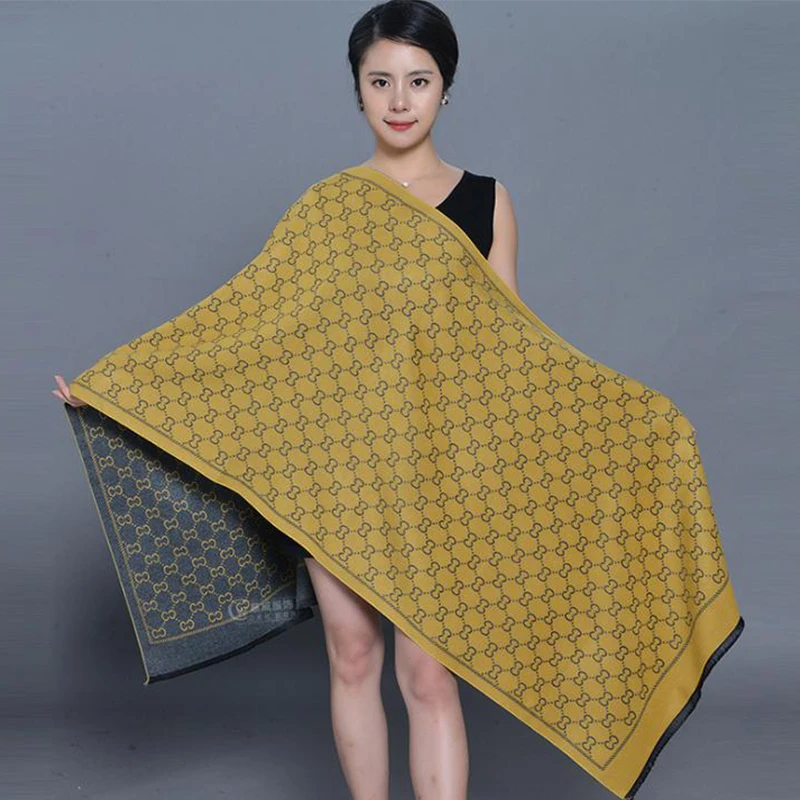 

Geometric Patterns Black/Yellow 4 Colors Female Cashmere Long Scarf Fashion Women’s Winter Warm Bandana Lady Shawl Wraps Pashmi