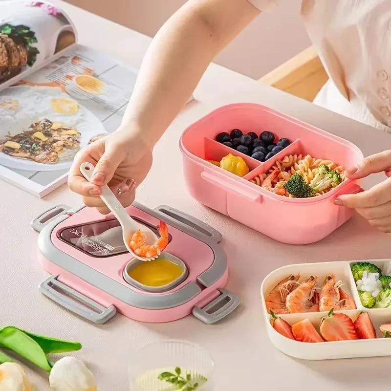 1Pcs Convenient Insulated Lunch Box European Oval Sealed Fresh-keeping Lunch Box Double-layer Household Adult Bento Box - 2