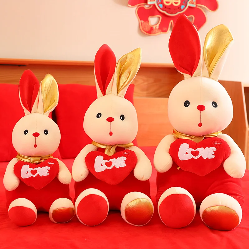 2pcs/lot Kawaii Couple Bunny Wedding Decor Plush Toys Stuffed Soft Animals Rabbit New Year deco For Girl Valentine Gifts