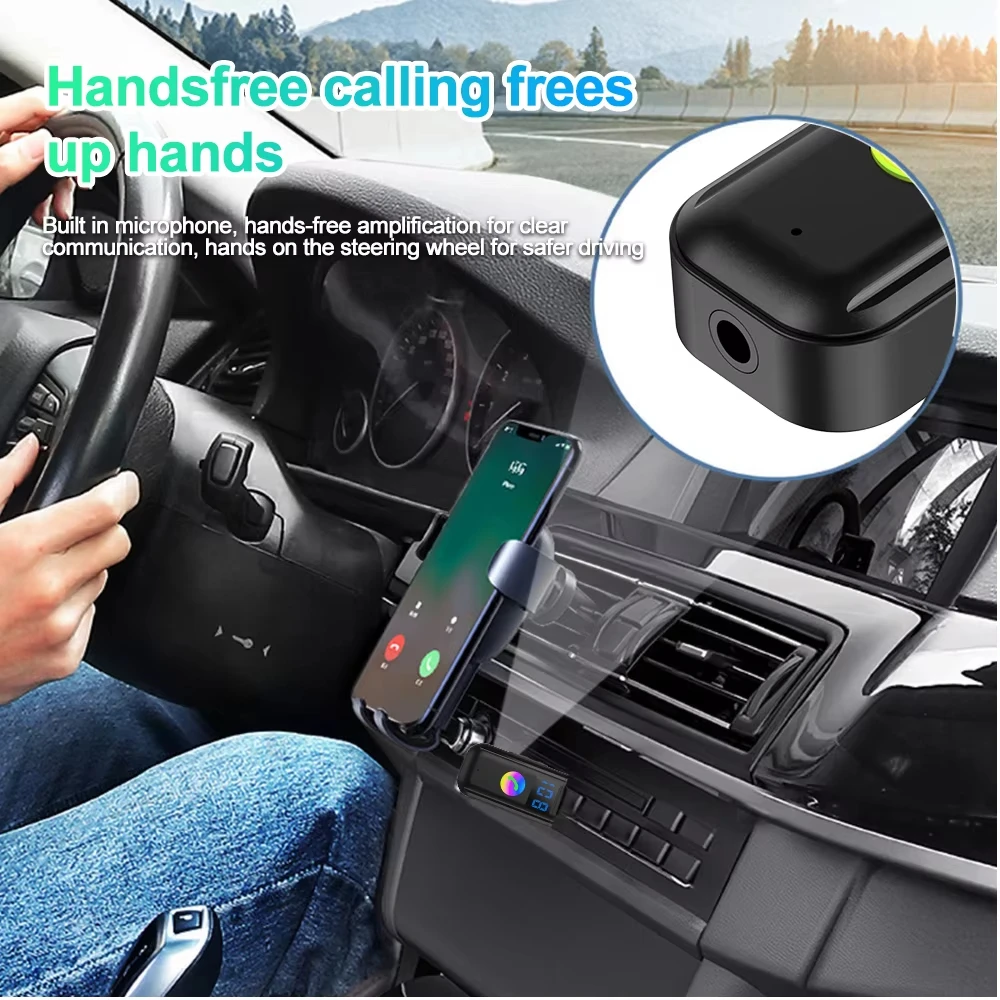 Bluetooth audio receiver Bluetooth 5.4 Audio Receiver Transmitter AUX USB Audio adapter LED Dispaly FM Wireless Adapter for Car TV Speakers PC