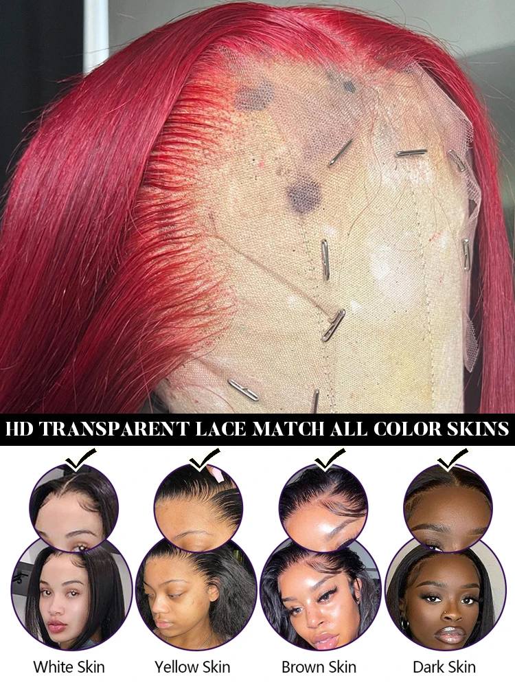 99J Burgundy Lace Front Wig Body Wave 13X4 13X6 HD Transparent Lace Front Human Hair Wig Brazilian Colored human hair wigs