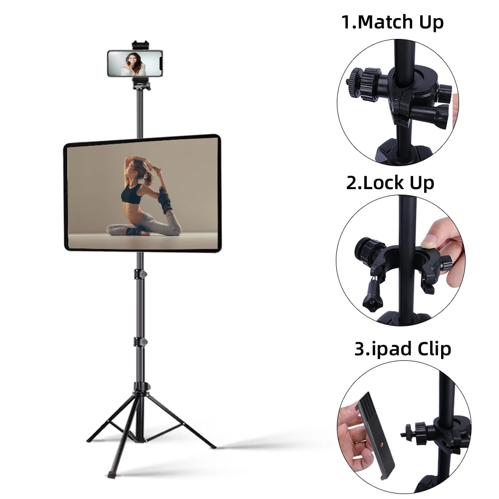 Selfie Stick Tripod Mobile Phone Stand with Bluetooth Remote 1/4 Screw for iPhone iPad Tablet Camera Ring Lamp