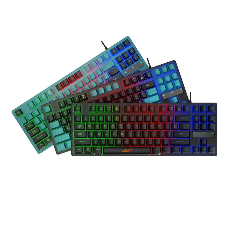 

Usb-клавиатура для дома и офиса, игровые аксессуары с Rgb подсветкой, 87 клавиш, портативная проводная Usb-клавиатура