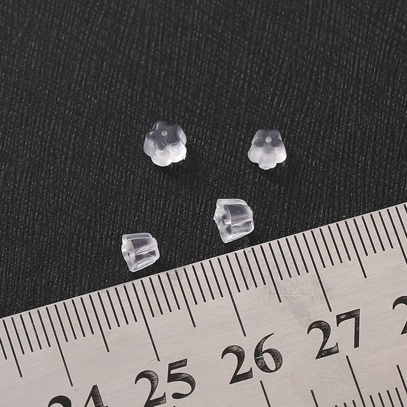 200/500 stücke Blume Pflaumen form klar weich Silikon Gummi Ohrring Rücken Stecker Kappe Haken Stopper Ohr pfosten DIY Schmuck Zubehör – Detail 6
