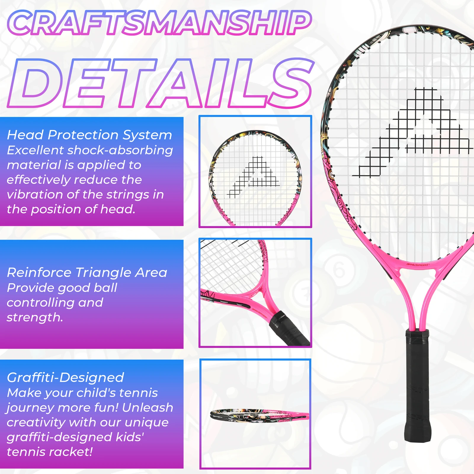 Kids Tennis Racket 17" Starter Kit for Kids Age 4 and Under with Shoulder Strap Bag Tennis Racket Set