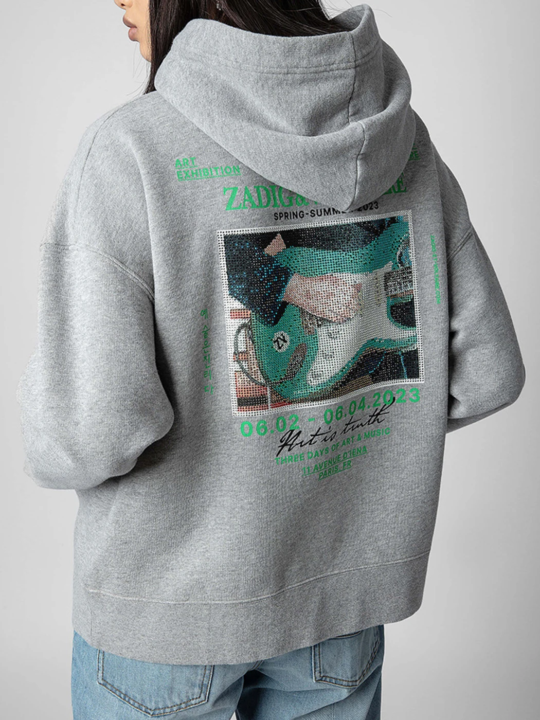 

Photo Strass Sweatshirts Women 2023 Spring Autumn Clothing Casual Loose Hooded Sweatshirt Tops Female Fashion Pullovers Hoodies
