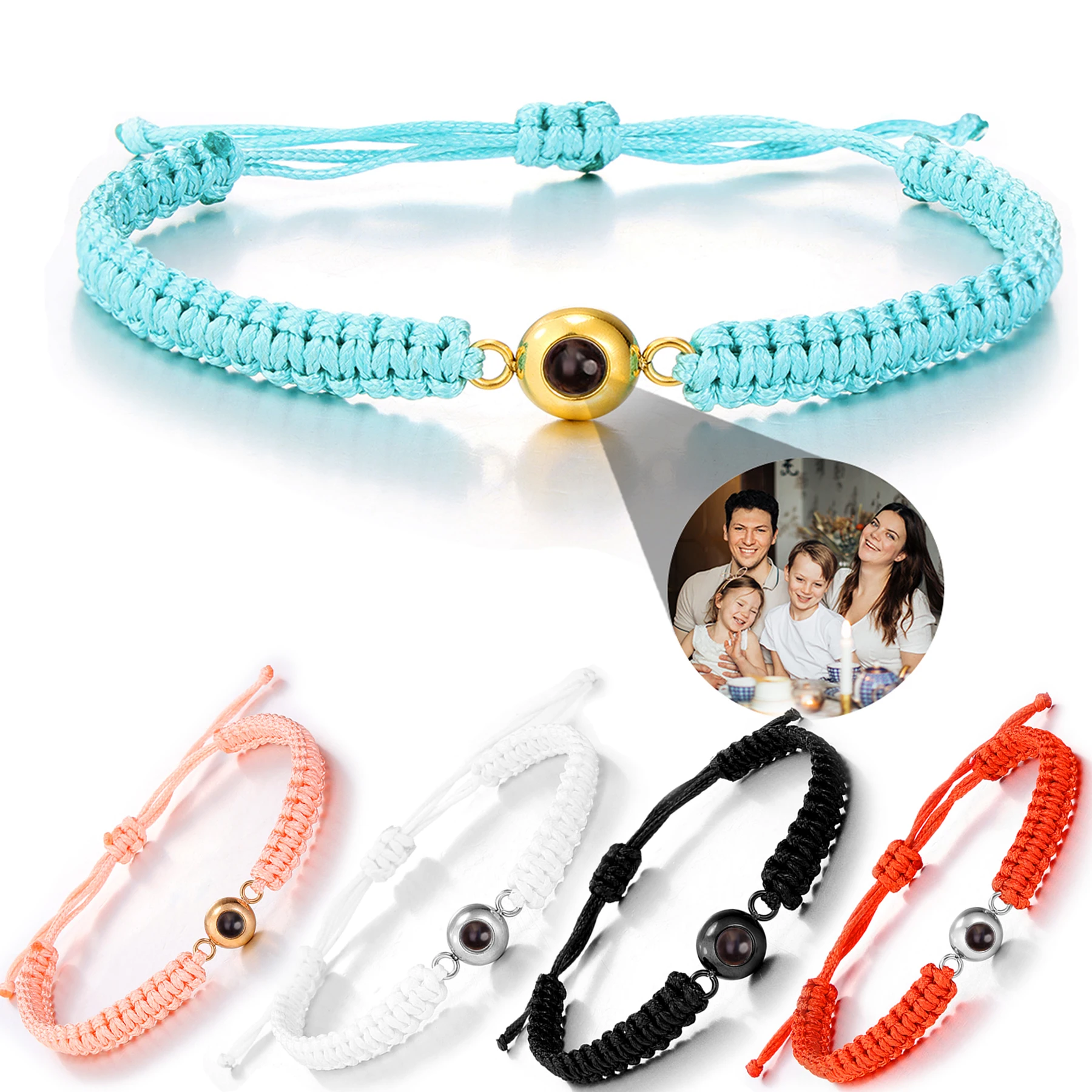 Wholesale New Projection Bracelets Stainless Circle Photo  Bracelet Customized Colorful Woven Projection Bracelet Adjustable