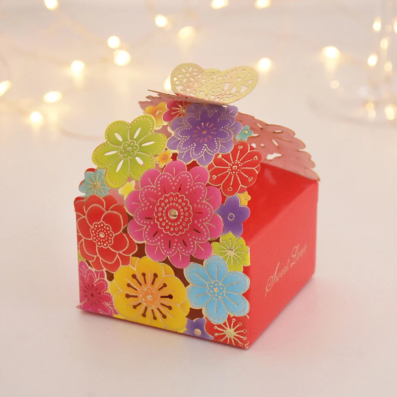 10/20Pcs Pink Butterfly Floral Laser Cut Candy Boxes for Wedding Favors, Birthday Party... - SKU GPB17088 - UGI Packaging