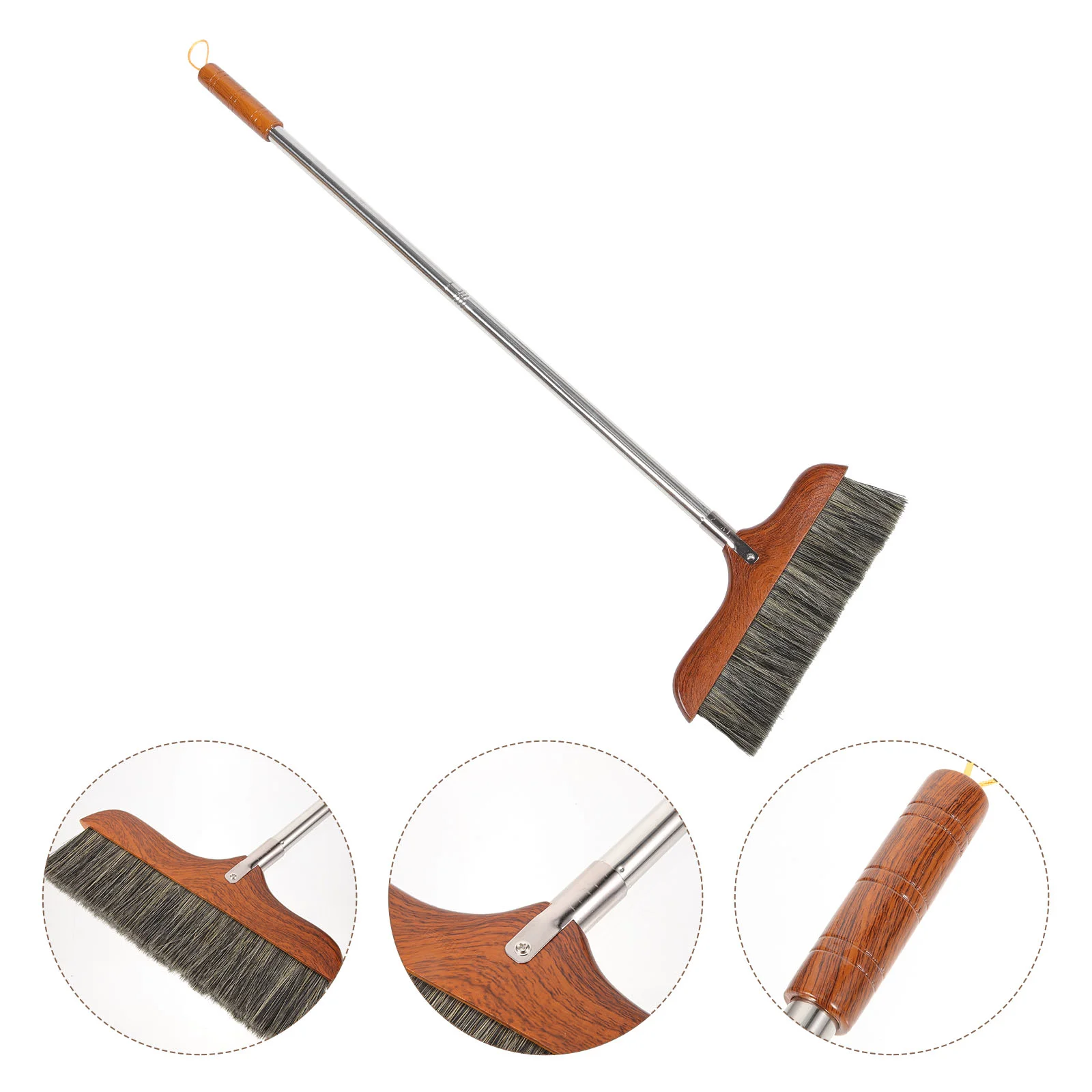 

Horse Hair Soft Bristle Broom Wooden Handle Angle Broom Floor Cleaning Broom Hair Removal Sweeper Carpet Sweeping Brush Indoor