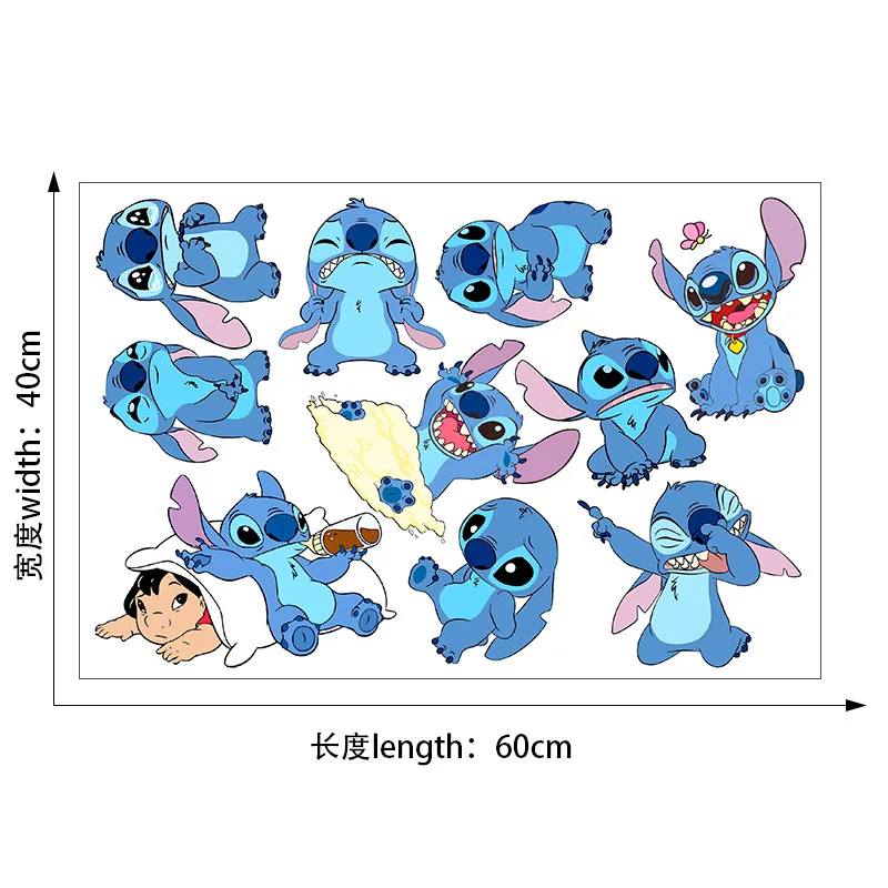 Disney Anime Stitch Wall Stickers Children's Bedroom Wall Stickers Lilo &  Stitch PVC Glass Cabinet Stickers Home Decoration Gift