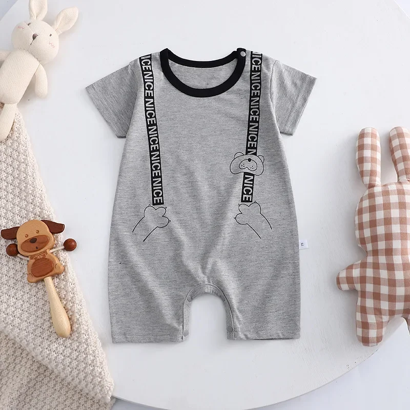 0-2 Years Infant Toddler Rompers Cotton Summer Baby Boys Thin Rompers Short Sleeve Newborn Cartoon Baby Girls Bodysuit