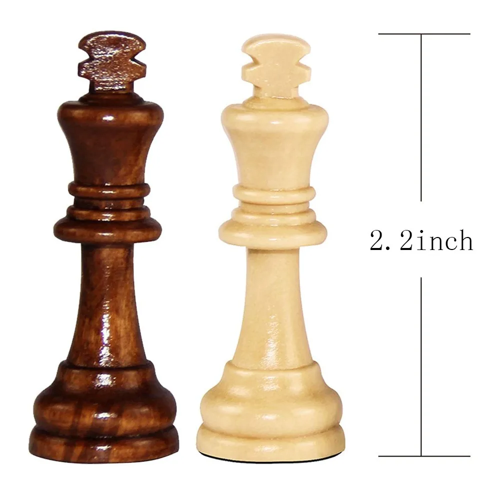 32PCS 2.2 in Wooden Chess Wooden with Protective Pads Word Chess Set Improve Intelligence Education Chess Game Chess Board Game