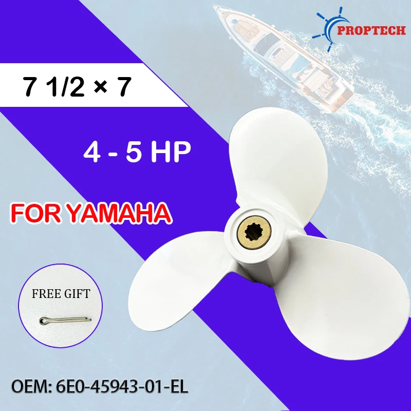 Marine Propeller For YAMAHA Outboard Motor Propeller 4HP 5HP Boat Ship Aluminum Screw 3 Blade 9 Spline Fit 7 1/2*7 inch