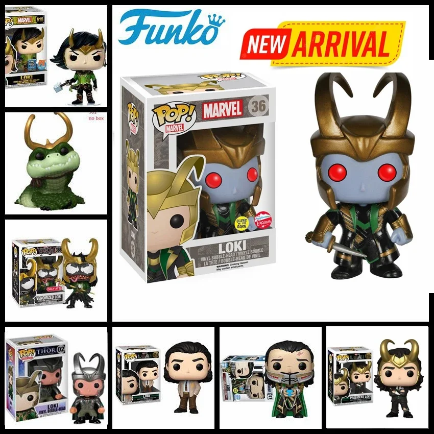 Funko Loki Glows 36 President Loki 898 #895 # Loki 747 # Venomized Loki 368 #901 # Alligotar Loki 02 # Vinyl Bobble Head Toys Figure