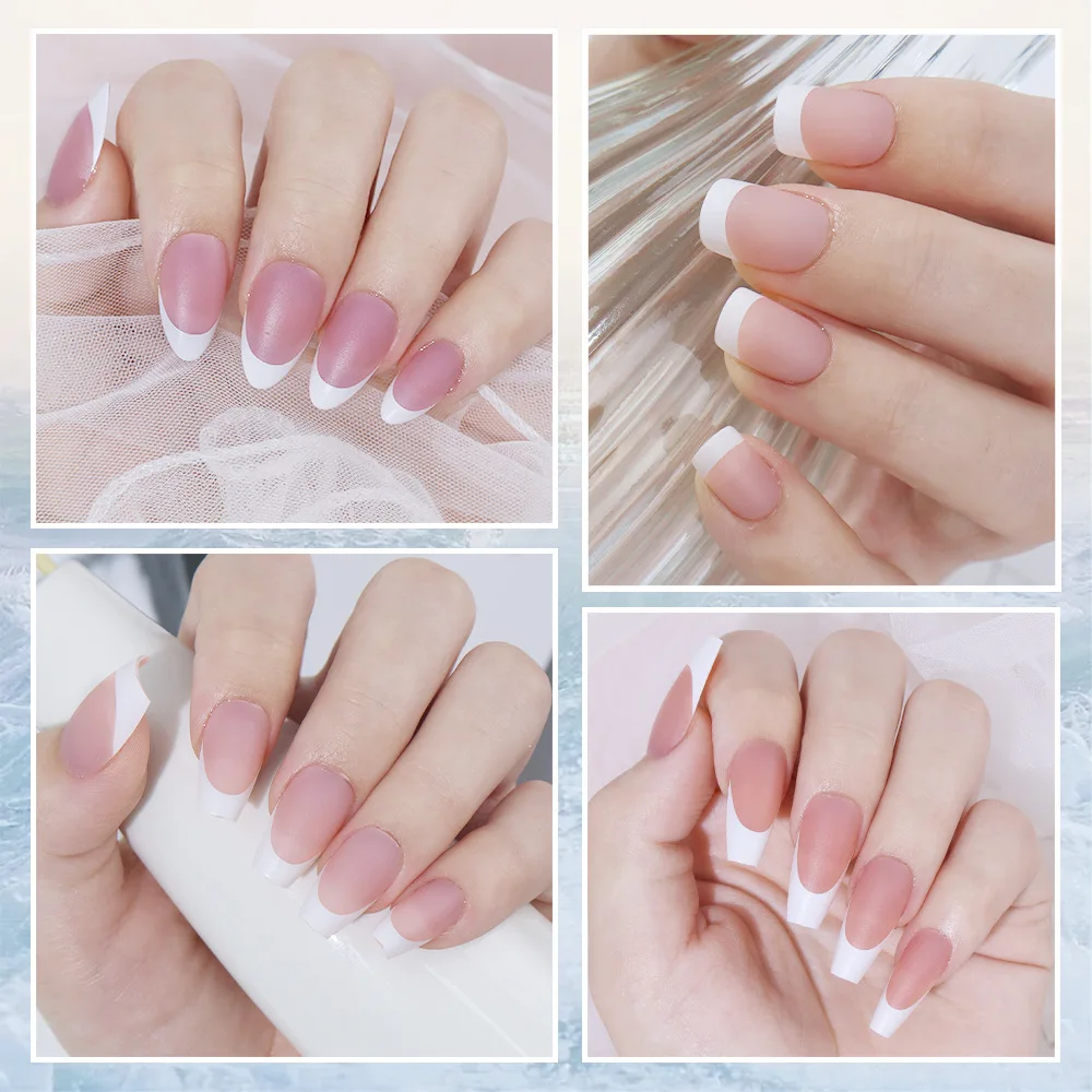 240pcs/box White French Tips Press-on Nails