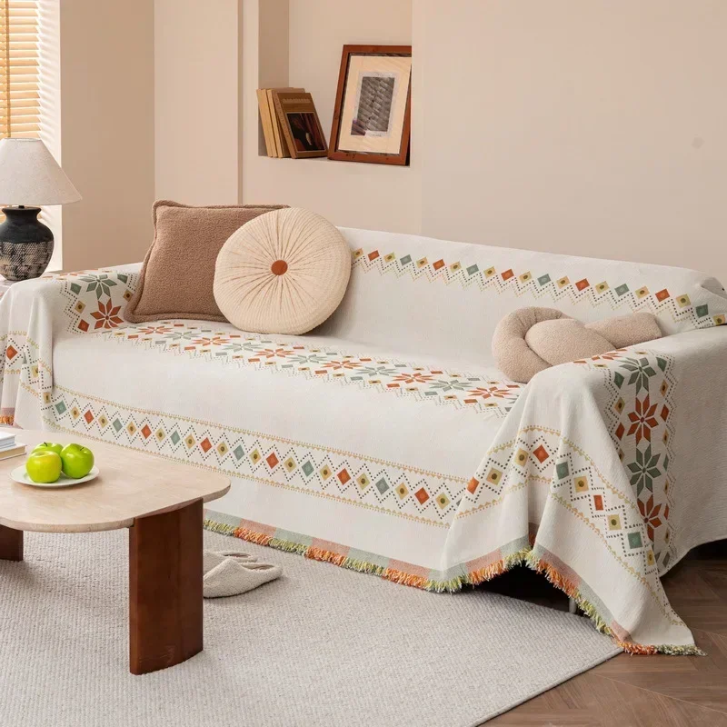 1pc All Inclusive Sofa Blankets Irregular Lace Couch Cover for Living Room Home Hotel Bohemia Style Chenille Sofa Throw Blanket 2