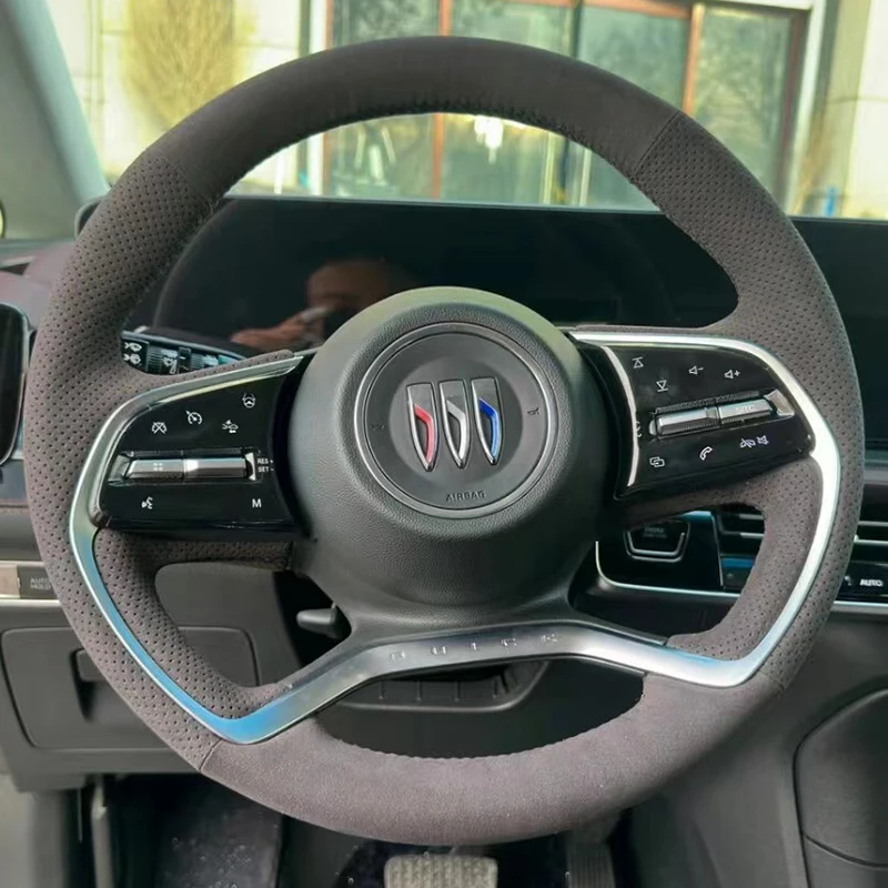 

Hand-Stitched For Buick Century Lacrosse Car Steering Wheel Cover Anti-Slip Durable Leather Wrap Interior Car Accessories