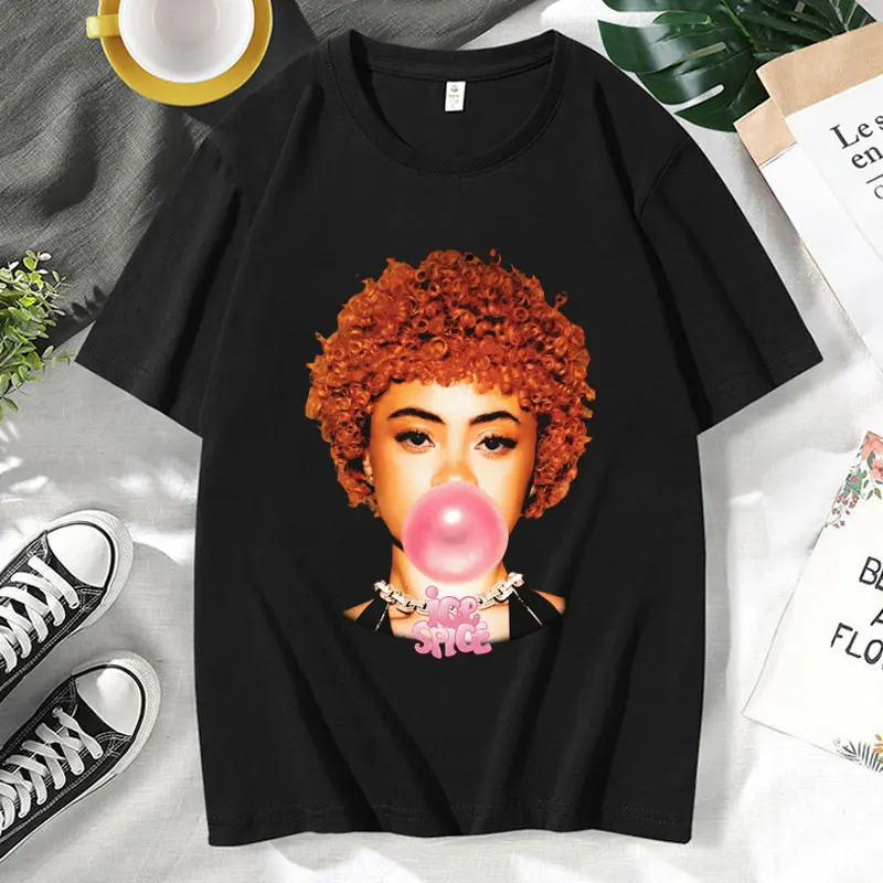 

Rapper Ice Spice Print T Shirt Men Women's Trendy Hip Hop Vintage T-shirt Summer Casual Cotton T-shirts Oversized Streetwear Tee