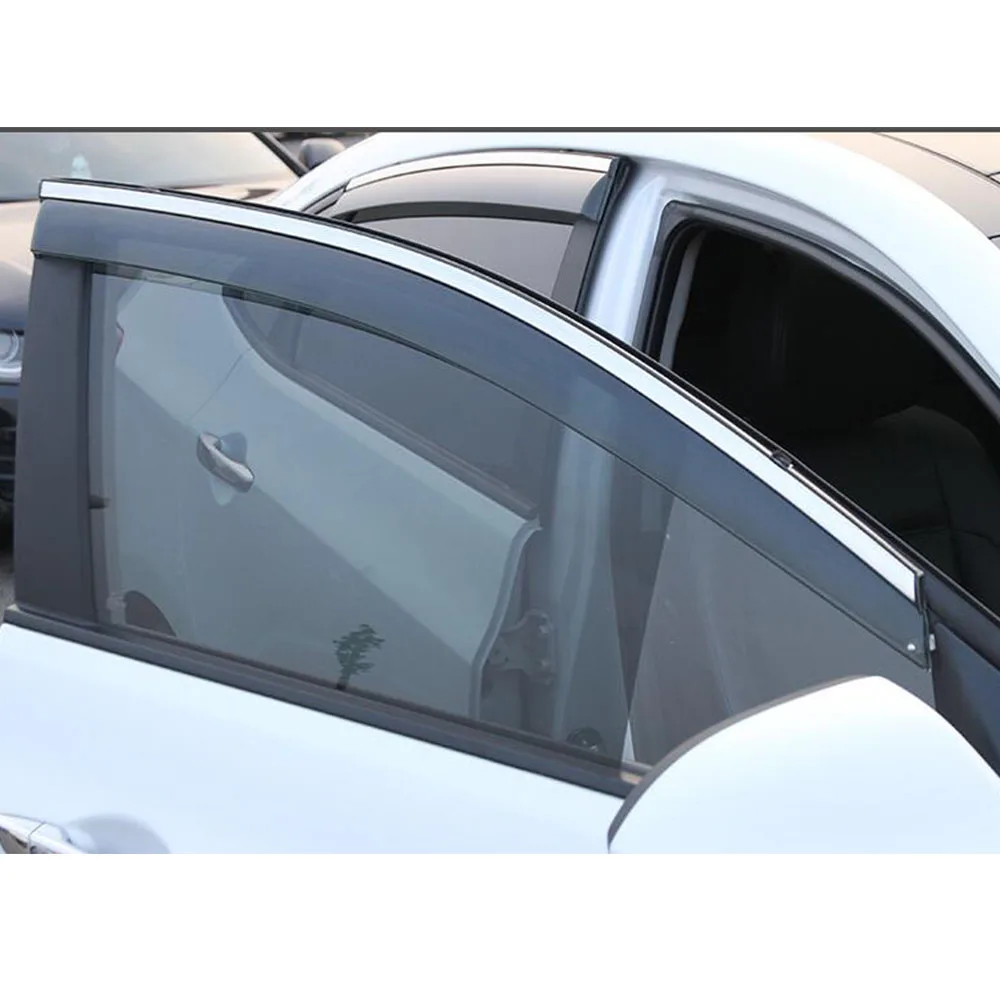 Car Cover Plastic Window Glass Wind Visor Rain/Sun Guard Vent Frame Lamp 4PCs For Renault Kadjar