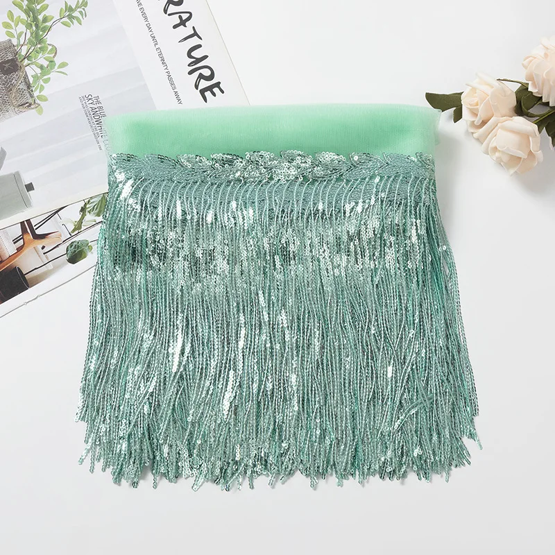 Suede Tassel Velvet Trim with Rivet and Diamond Fringe for DIY Garment Decoration