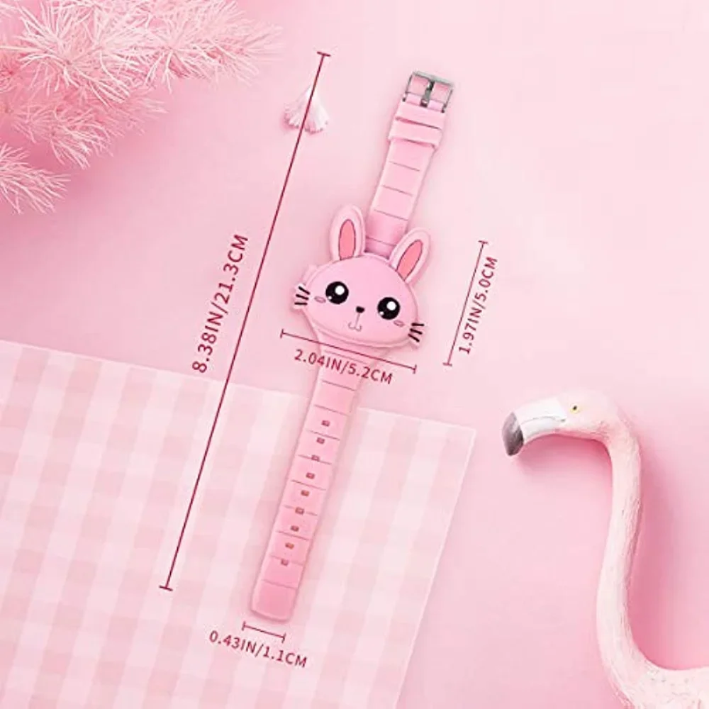 Kids Watch Cute Rabbit Shape LED Digital Watches for Girls Boys BPA Free Fashion Silicone Band Clamshell Design Child Wristwatch 5