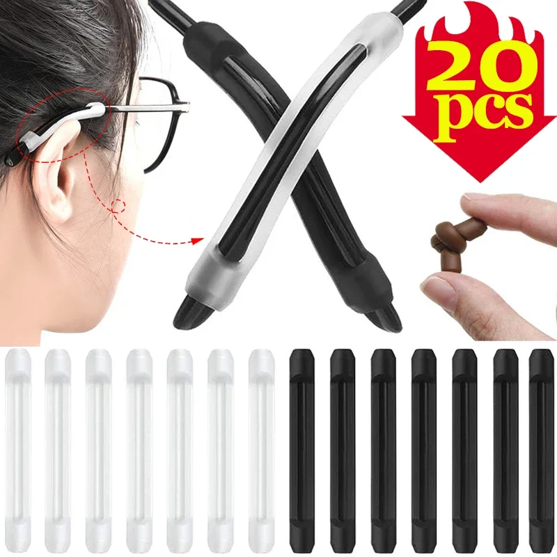 2/20Pcs Silicone Glasses Anti-slip Sleeves Temple Tip Holder Eyeglasses Grip Anti Slip Ear Hook Eyeglass Eye Glasses Eyewear