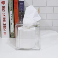 Fashion Acrylic Square Tissue Case Transparent Tissue Holder Paper Storage Box Craft Home Supplies 1