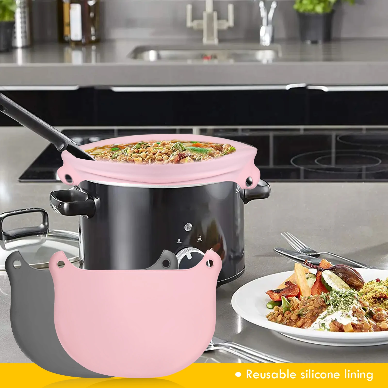 2pcs Crock Pot Cooking Bags Reusable Silicone Crockpot Cook Pouches Non