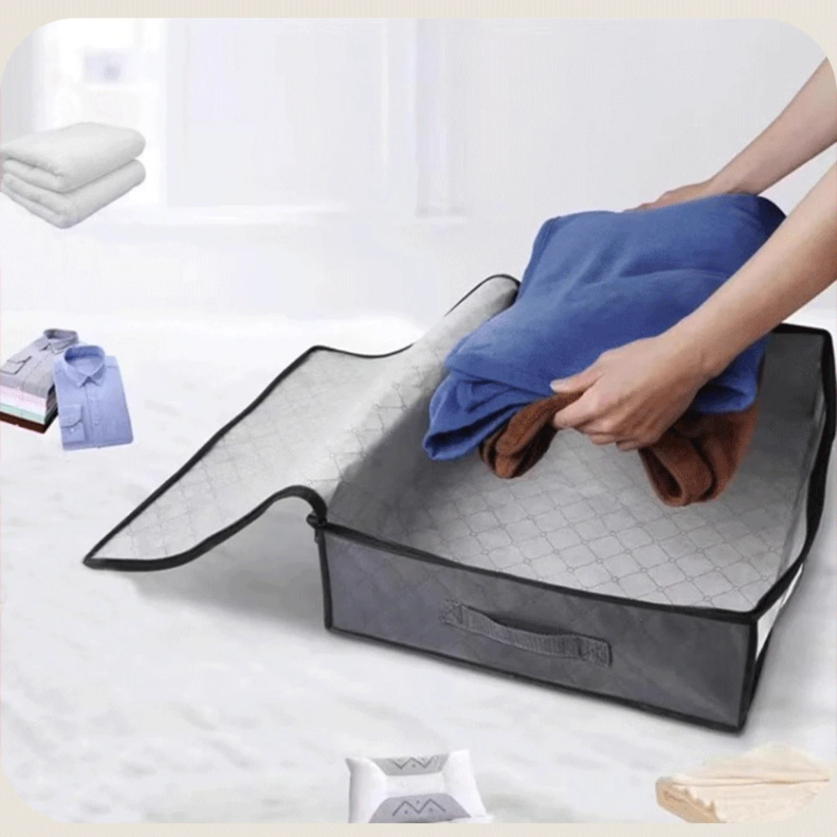 Household Bed Bottom Storage Box Collapsible Non-woven Moisture-proof Clothing Quilt Toy Blanket Storage Box Organizer Bag Bag 3