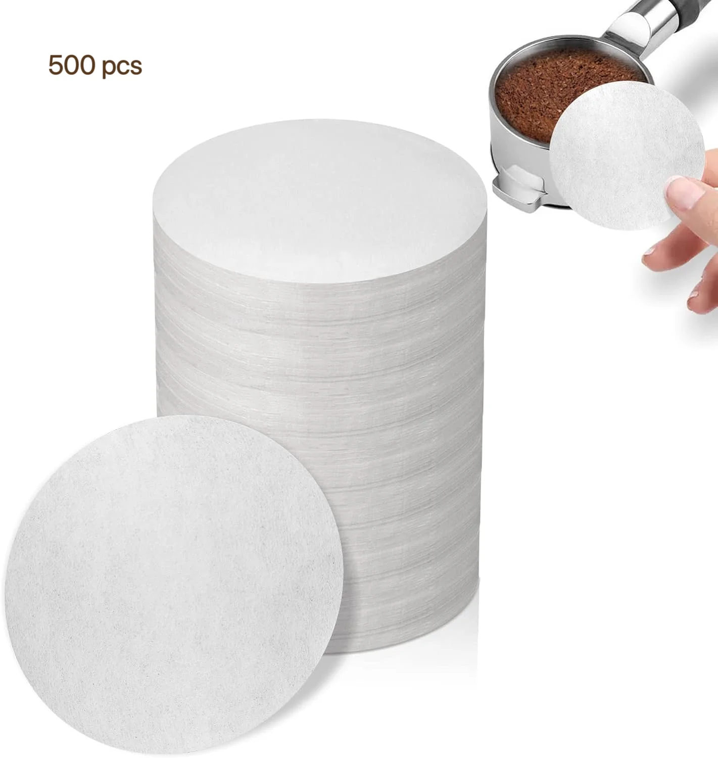 Unbleached Espresso Filter Puck Screen - Pack of 500 Coffee Paper Filters (58mm)