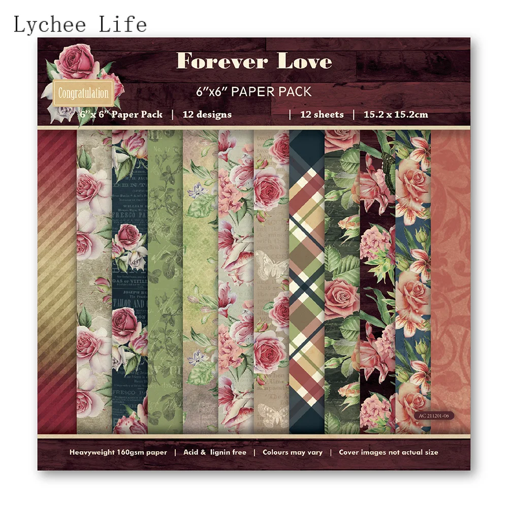 Lychee Life 12Sheets Flower Sea Printed Scrapbooking Background Paper Pads Vintage Junk Journal Paper Packs Art Handmade Crafts