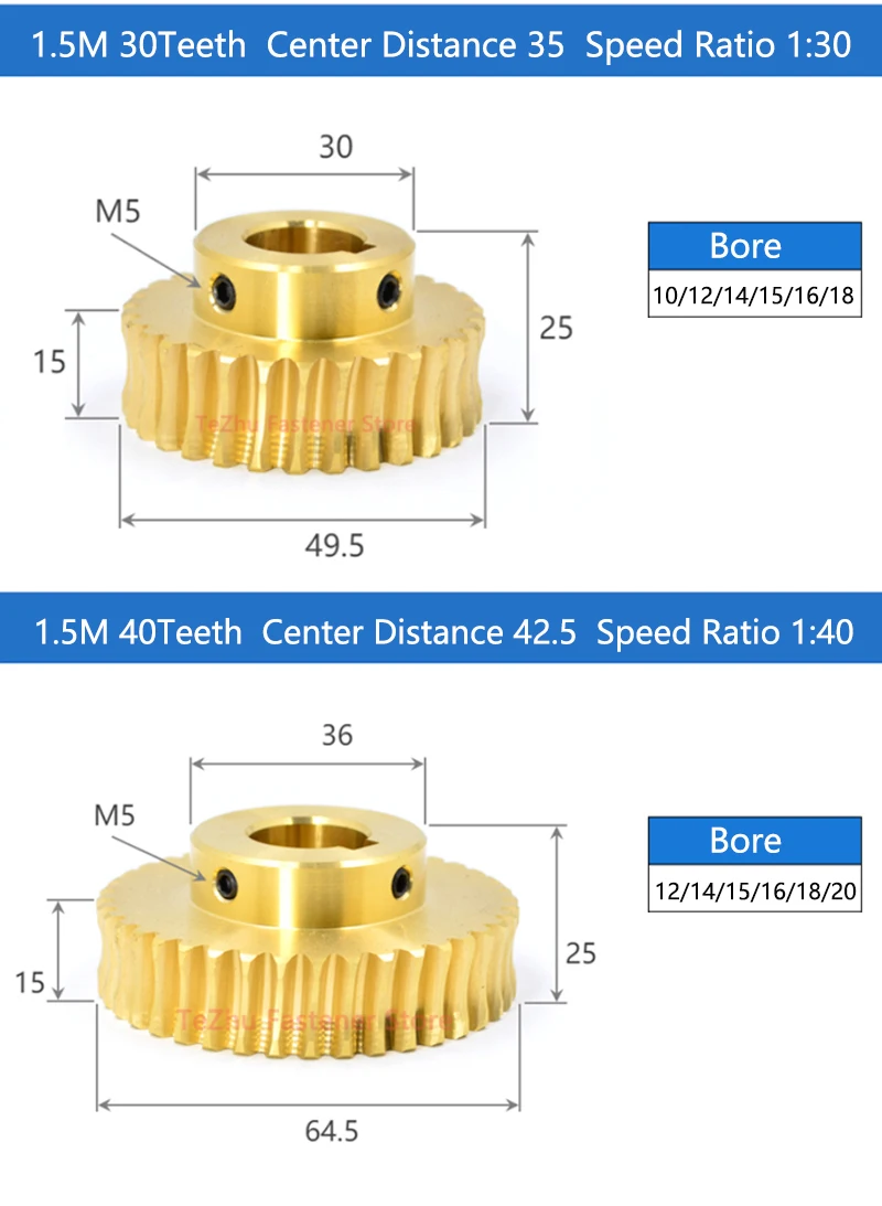 Ingranaggi Smussati Metallo 15T-30T – Trasmissione 90° 1:1 – Scegli Modulo (1-4)