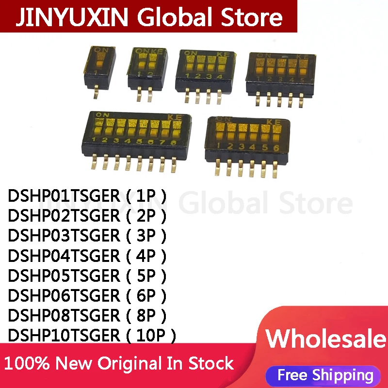 10pcs DSHP04TSGER KE dip switch 1.27 1P 2P 3P 4P 5P 6P 8P 10P position 1.27mm