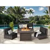 Furniture Sets Pieces with Fire Pit Table Patio Sectional Outdoor Furniture Sofa Chairs Set PE Rattan Wicker Couch Conversation 1