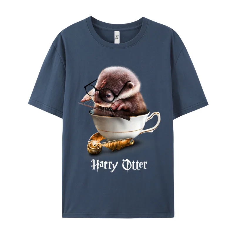 Design Short Sleeve Tees Father Day O Neck Pure Cotton Woman T-shirts Cute Baby Otter Shirt - Design T Shirt Discount Cute Baby Otter Shirt - Harry Otter Tshirt for Otter lover__892 navy