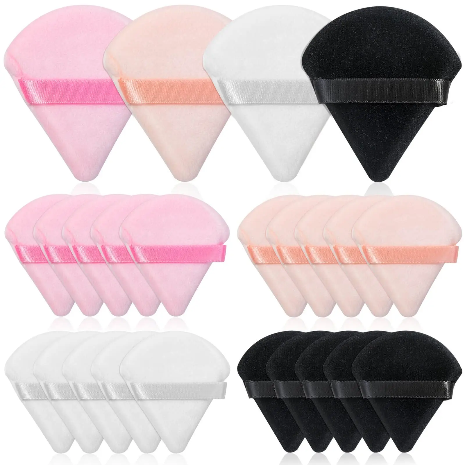 1/20pcs Ultra-Soft Face Loose Powder Puffs Triangle Velvet Facial Beauty Makeup Tools Cosmetic Black Pink Foundation Sponge 2