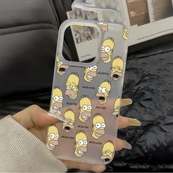 Charming Matte Transparent Frosted Full Screen Phone Case with S - Simpsons Design - iPhone 14 (HY - 307PW35661A1)