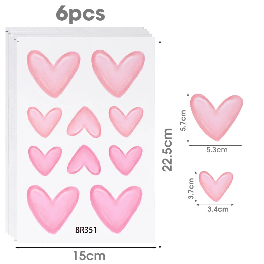 Wall Stickers Pink Heart 60pcs = 6 Sheets Children Baby Girls Room Decor
