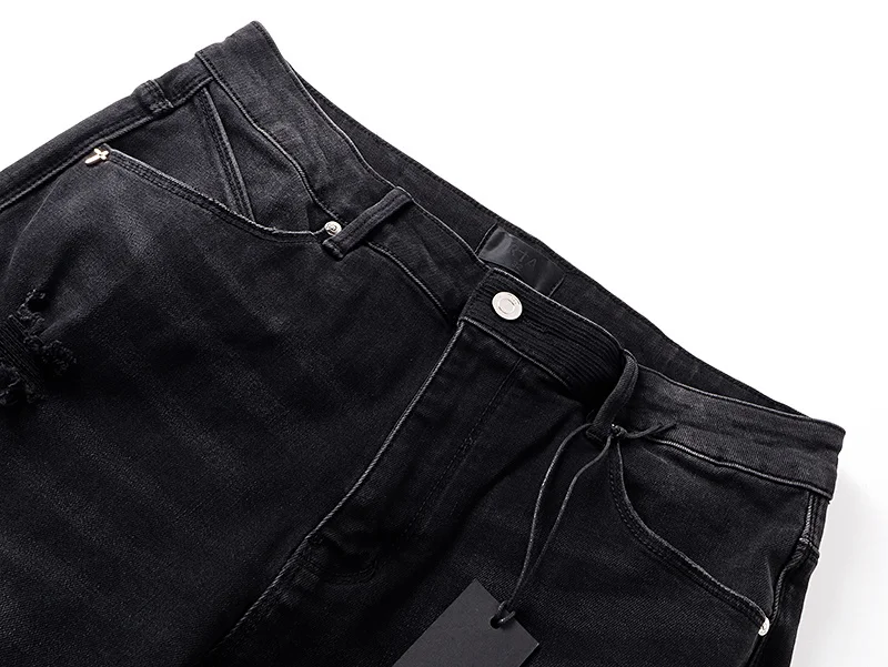 بنطلون جينز رجالي ضيق من ماركة RTA بتصميم ممزق ومزين بالرسم والجرافيتي، بنطلون طويل للشارع