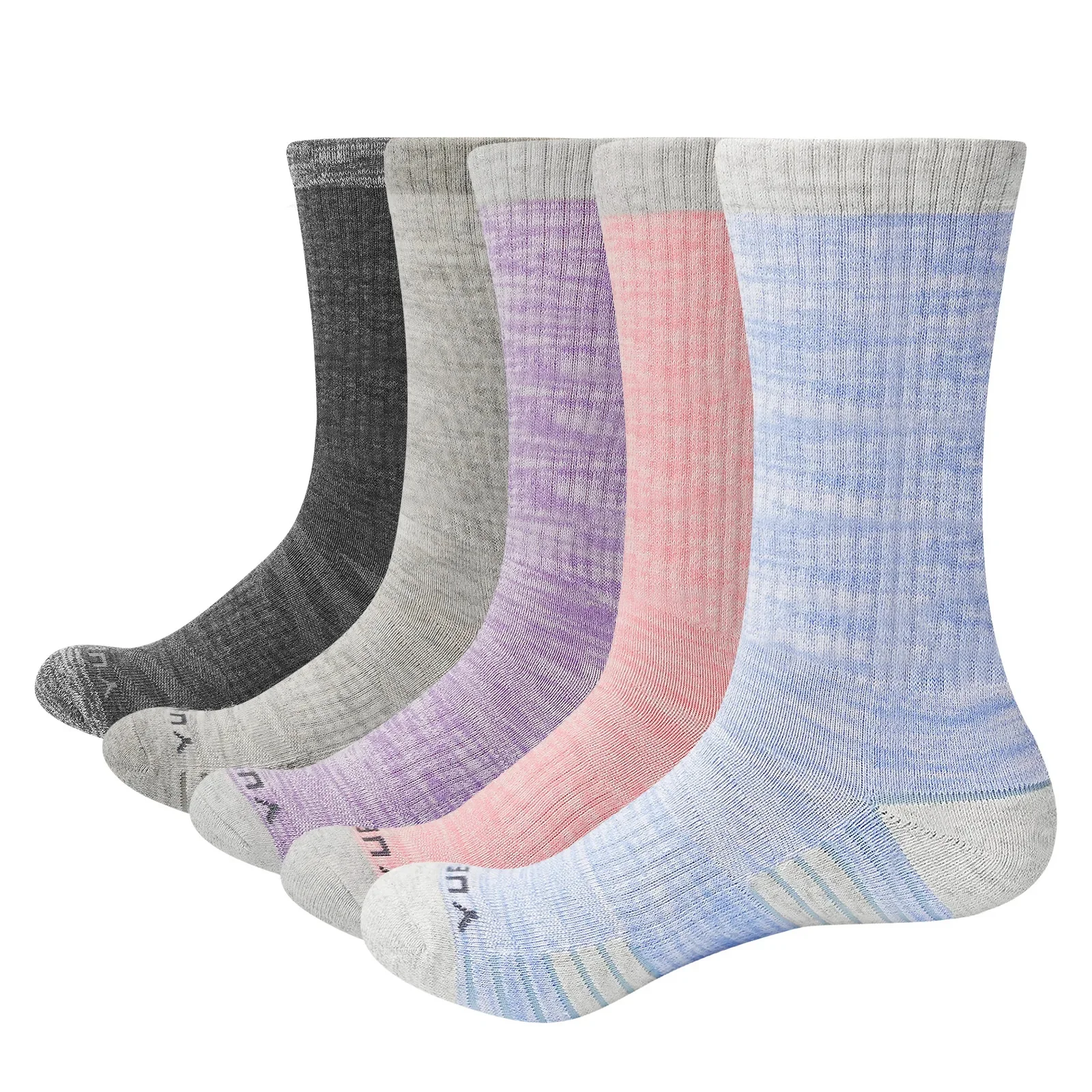 YUEDGE Womens Moiture Wicking Cushioned Cotton Mid Calf Casual Tennis Running Athletic Hiking Socks(5 Pairs/Pack)