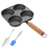 4 Hole Omelet Pan Egg Frying Pan Nonstick Divided Egg Omelet Pan Granite Coating Pancake Pan Wooden Handle for Home Kitchen 2