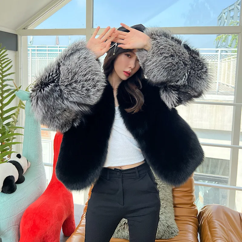 

2023 New high fashion Women Natural Real fox Fur Jacket stylish celebrities natural fox fur coats for Women wholeasle