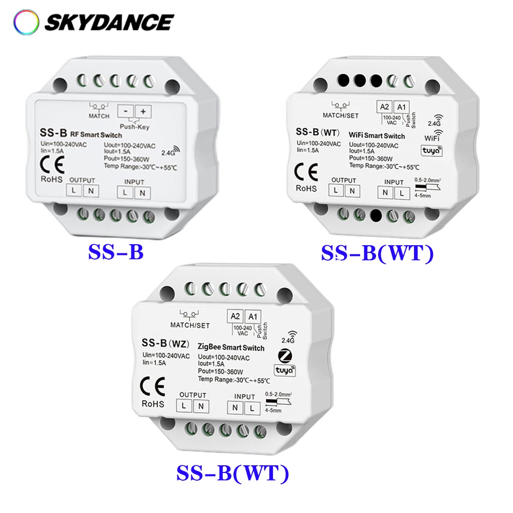 

AC100-240V AC push smart switch installed in the standard wall junction box SS-B(WZ) Tuya APP cloud control/Voice control