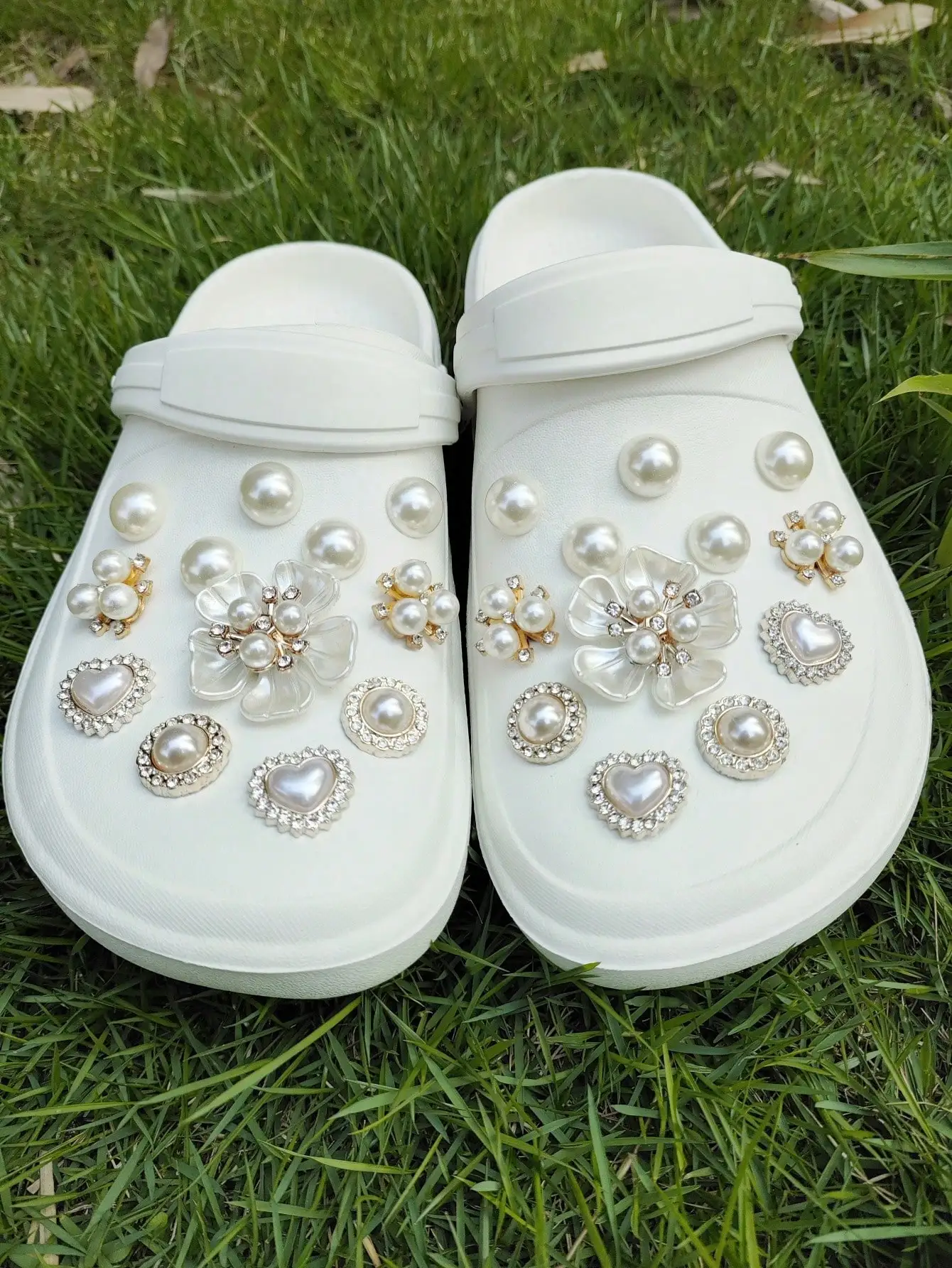 حجر الراين على شكل قلب حذاء حديقة زينة ساحرة ، كام...