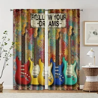 2pc,  Curtains music theme5 Durable Polyester,Without Electricity Birthday Party Use for Living Room, Outdoor Decor 2