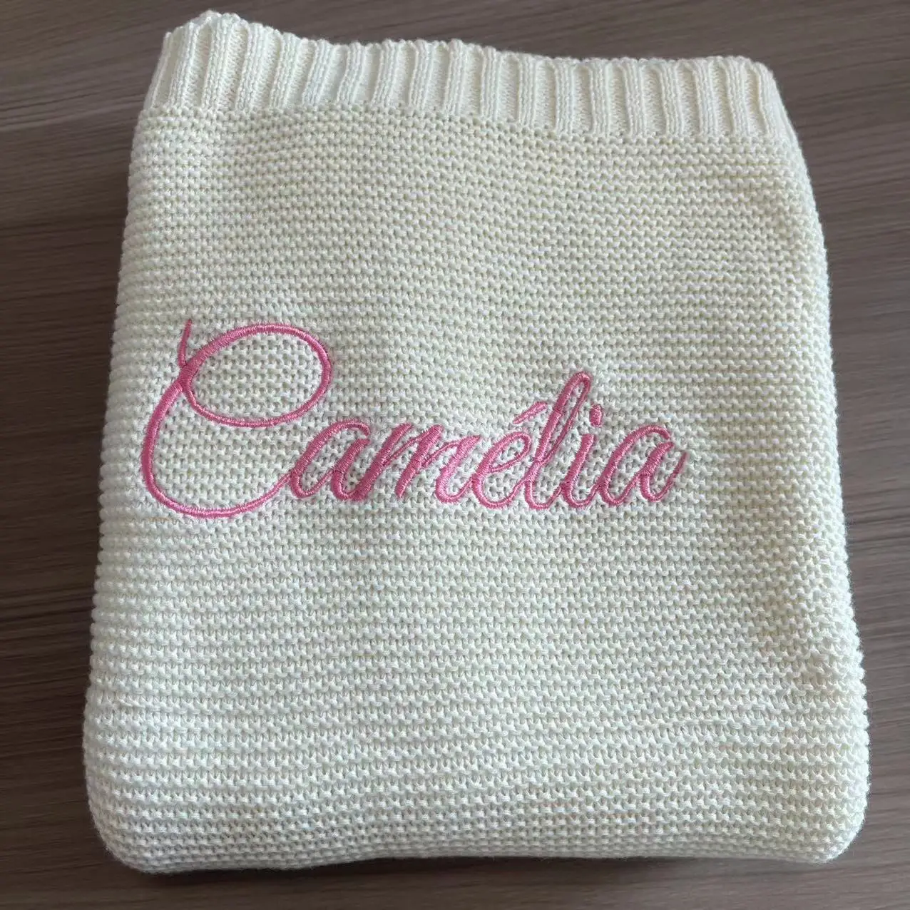 Nome personalizzato coperta per bebè lavorata a maglia coperta per neonato ricamata personalizzata coperta regalo per Baby Shower con nomi