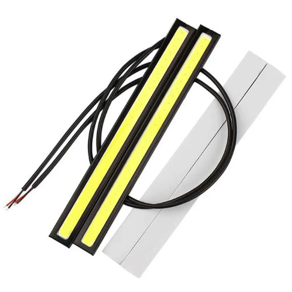 LED Car DRL Waterproof Driving Fog Lamp with Turn Signal Light - 17cm, White/Ice Blue