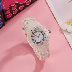 Waterproof Shockproof Silicone Strap Kids' Quartz Watch - Durable Sports Gift (Rice white)