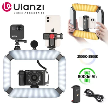 Ulanzi U200 U-200 Smartphone Video Rig LED Luz de vídeo 2 em 1 Anel de luz Sapata fria para microfone Tiktok Youtube Live Rig Light
